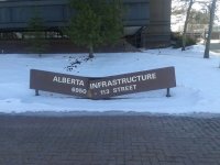 May be an image of outdoors and text that says 'ALBERTA INFRASTRUCTURE STREET 6950 -113 INFRA...jpeg